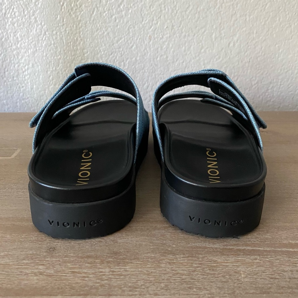 Vionic Wide Width Riviera Denim Flatform Sandal 6.5 - Picture 4 of 7